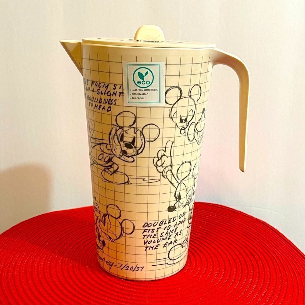 Disney Mickey Sketchbook Bamboo Pitcher NWT